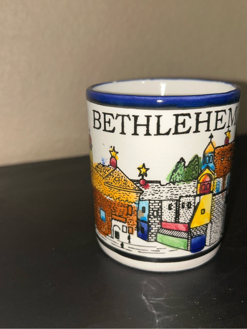 Bethlehem Ceramic Mug Ancient City hand painted Vintage - Picture 8 of 8